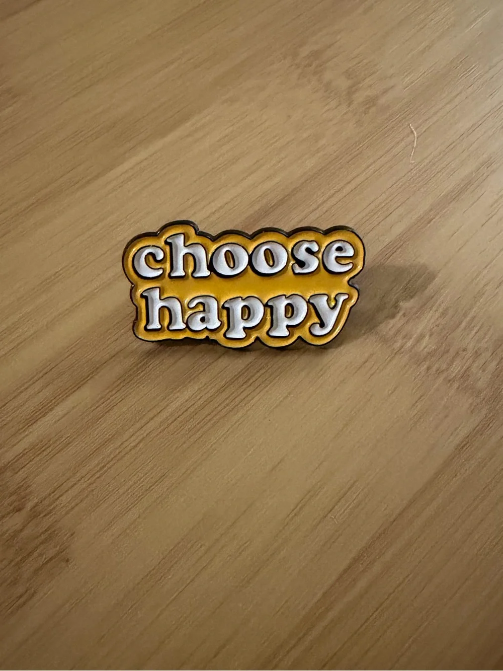 Choose Happy Yellow Enamel Lapel Pin Retro Positive Quote